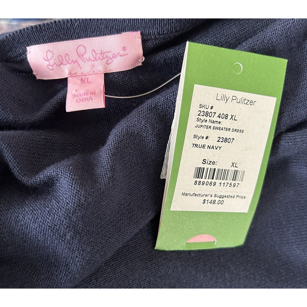 NWT Lilly Pulitzer Jupiter True Navy Wool Blend Sweater Tunic Dress Sz XL $148 - Picture 7 of 8